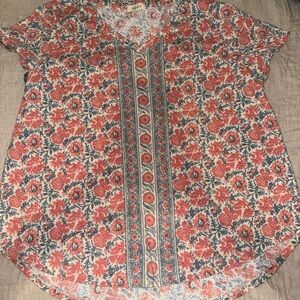 Style & Co. Red and Blue Floral Blouse
